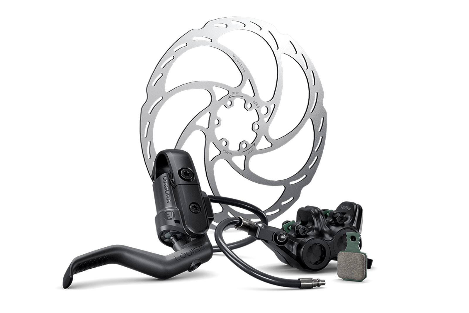 Components of a MAGURA Louise Elite brake.