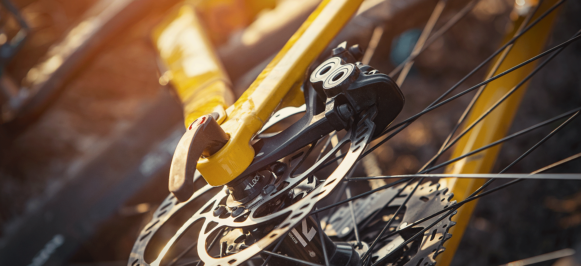 MAGURA MT5 4-piston caliper mounted on the rear wheel of a mountain bike.