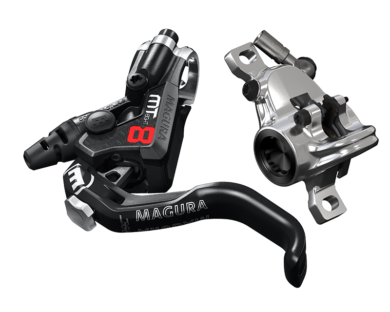 MAGURA MT8 Pro brake master with aluminum lever blade and 2-piston calliper.